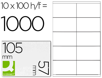 CJ100 hojas A4 1000 etiquetas adhesivas Q-Connect 105x57mm.  ILC